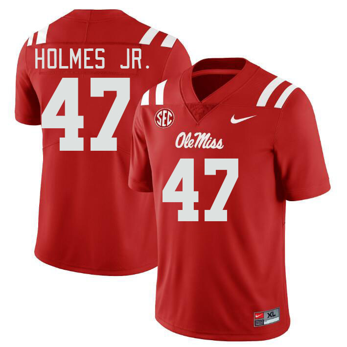 Men #47 DeeJay Holmes Jr. Ole Miss Rebels College Football Jerseyes Stitched Sale-Red